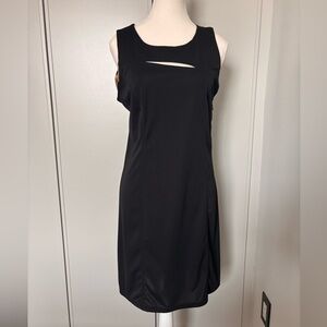 Fifilles Paris Black Midi Sheath Dress with Scoop Neck and Cutout